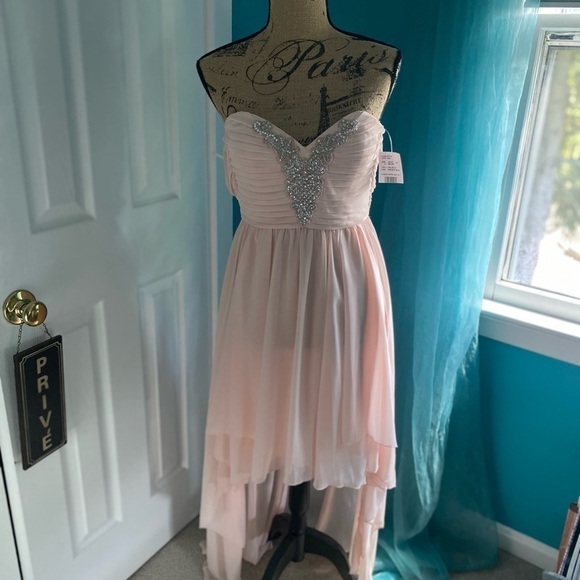 City Triangles Blush Strapless Chiffon High Low Dress Size 3 NWT - Picture 12 of 12